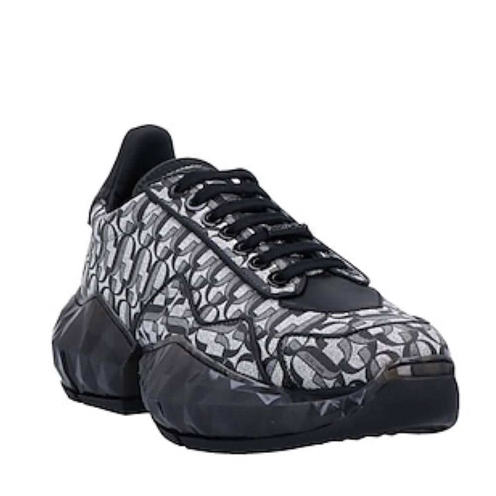 Jimmy Choo Women's Leather 'Diamond' Monogram Sneakers Silver Black